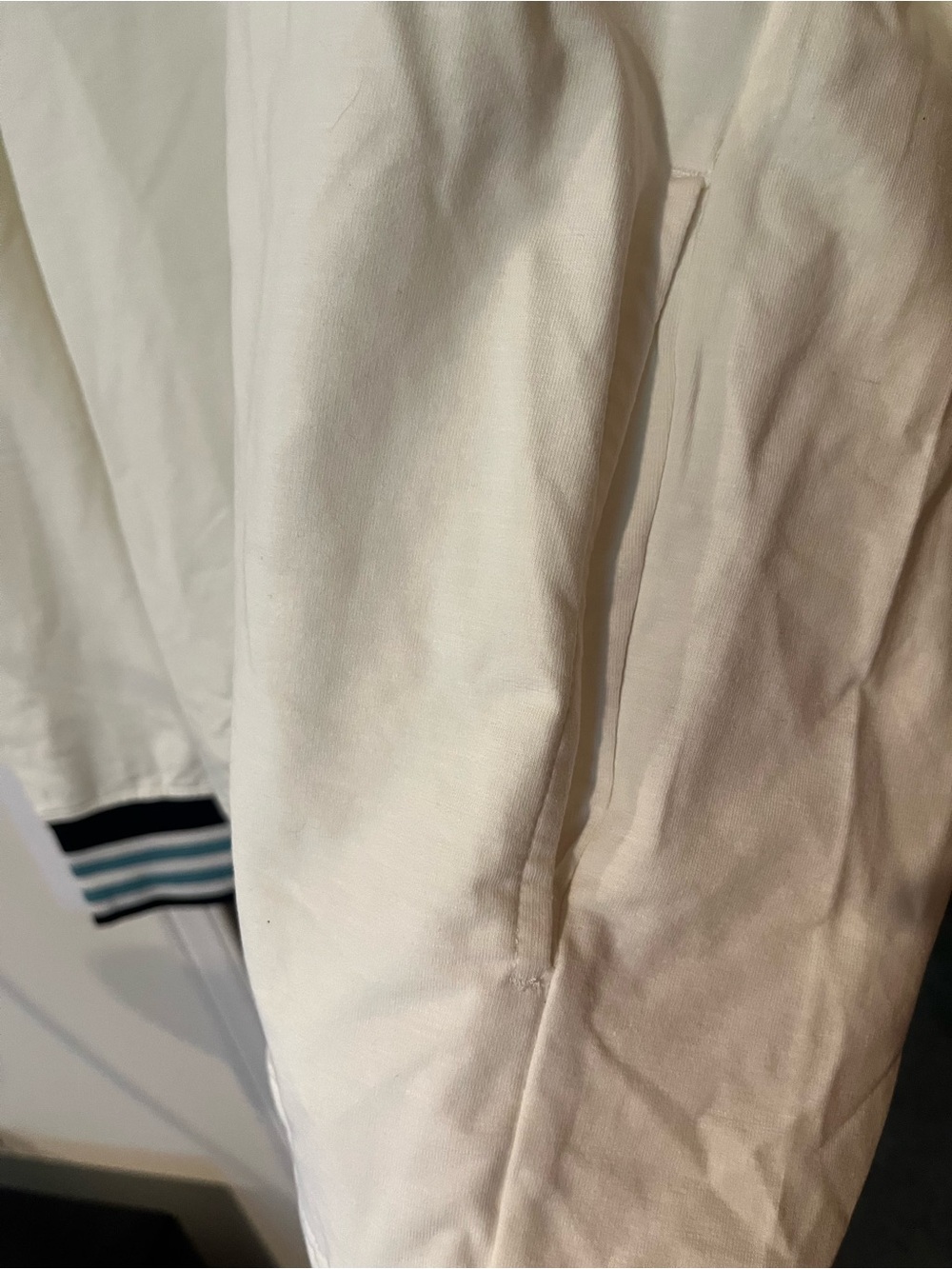 Unisex Cream Half-Zip Shirt with Navy-Trim Stand Collar - Picture 4 of 10